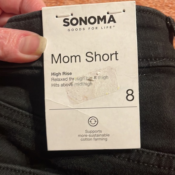 NWT Sonoma MOM short BLACK DENIM size 8 NEW HIGH RISE RELAXED FIT ABOVE MIDTHIGH - Picture 5 of 7